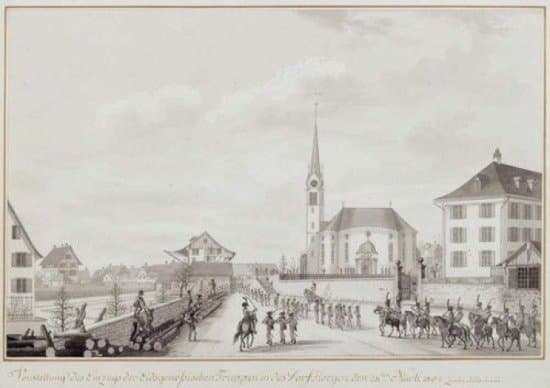 Gravure ancienne évoquant l'origine des meringues